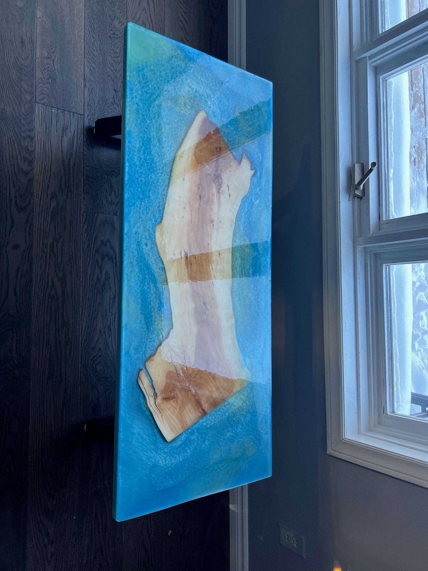 Blue, green epoxy coffee table