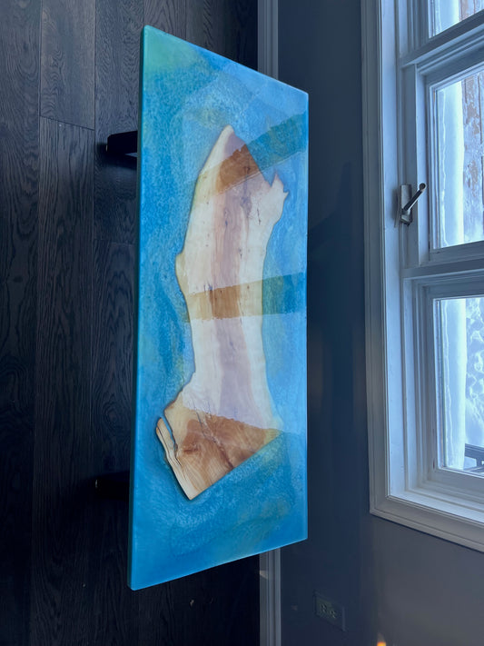 Blue, green epoxy coffee table